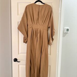 Chic Tan Long Sleeve Maxi Dress